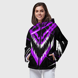 Ветровка с капюшоном женская Фиолетово-белая пасть на чёрном фоне, цвет: 3D-черный — фото 2