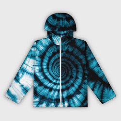Ветровка с капюшоном женская Сине-зеленый тай-дай - спираль, цвет: 3D-белый