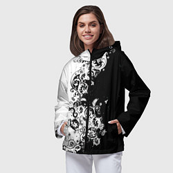 Ветровка с капюшоном женская Чёрно белая абстракция, цвет: 3D-черный — фото 2