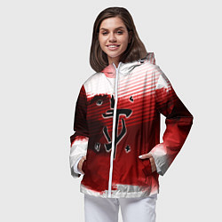 Ветровка с капюшоном женская Doom eternal logo краски, цвет: 3D-белый — фото 2
