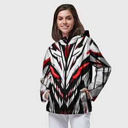 Ветровка с капюшоном женская Красное абстрактное лицо монстра, цвет: 3D-черный — фото 2