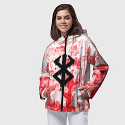 Ветровка с капюшоном женская Берсерк лого в огне, цвет: 3D-черный — фото 2