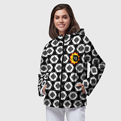 Ветровка с капюшоном женская Serious Sam logo pattern, цвет: 3D-черный — фото 2