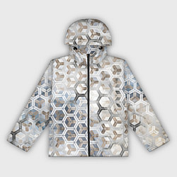 Ветровка с капюшоном женская Зеркальные соты с переливами света, цвет: 3D-черный
