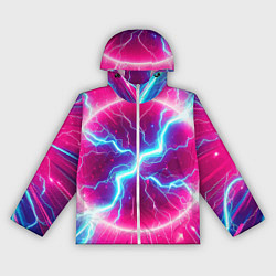Ветровка с капюшоном женская Неоновая абстракция - нейроарт, цвет: 3D-белый