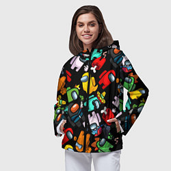Ветровка с капюшоном женская Персонажи игры Амонгас, цвет: 3D-черный — фото 2