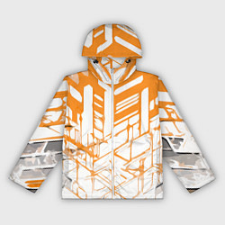 Ветровка с капюшоном женская Агрессивные оранжевые полосы на белом фоне, цвет: 3D-белый