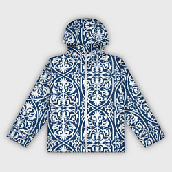 Женская ветровка Геометрический узор арабеска бело-синий