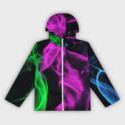 Ветровка с капюшоном женская Неоновый огненный дым, цвет: 3D-белый