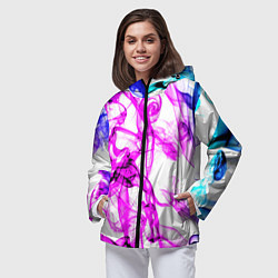 Ветровка с капюшоном женская Дым неоновый вейп, цвет: 3D-черный — фото 2