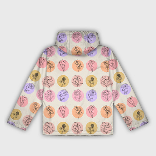 Женская ветровка Паттерн с цветами на кругах / 3D-Черный – фото 2