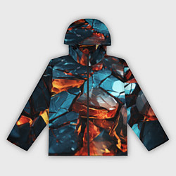 Ветровка с капюшоном женская Разломленные камни с янтарным свечением, цвет: 3D-черный