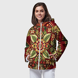 Ветровка с капюшоном женская Русские классические узоры и орнамент, цвет: 3D-белый — фото 2