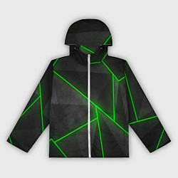 Ветровка с капюшоном женская Лучи неон абстракция, цвет: 3D-белый
