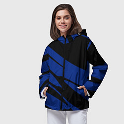 Ветровка с капюшоном женская Чёрно-синий полосами, цвет: 3D-черный — фото 2
