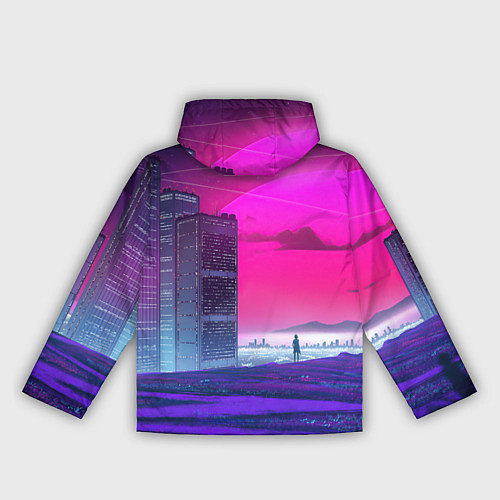 Женская ветровка Synthwave неоновый город / 3D-Черный – фото 2