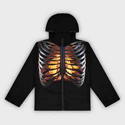 Ветровка с капюшоном женская Огонь в груди скелета - костюм на хэллоуин, цвет: 3D-черный
