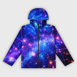 Ветровка с капюшоном женская Неоновые созвездия космоса, цвет: 3D-черный