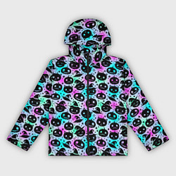 Ветровка с капюшоном женская Halloween - тыквы на неоновом фоне, цвет: 3D-черный