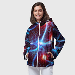 Ветровка с капюшоном женская Нейронная сеть - аксоны, цвет: 3D-белый — фото 2