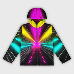Ветровка с капюшоном женская Неоновые лучи текстура, цвет: 3D-черный
