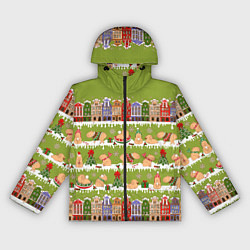 Ветровка с капюшоном женская Много капибар семьей на Новый год и Рождество, цвет: 3D-черный