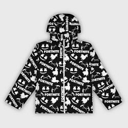 Ветровка с капюшоном женская Fortnite black pattern, цвет: 3D-белый