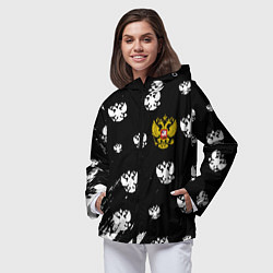 Ветровка с капюшоном женская Герб РФ паттерн, цвет: 3D-черный — фото 2