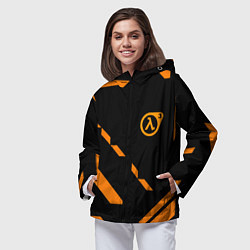 Ветровка с капюшоном женская Half life geometry orange, цвет: 3D-черный — фото 2