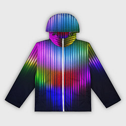 Ветровка с капюшоном женская Неоновая геометрия полосы, цвет: 3D-белый