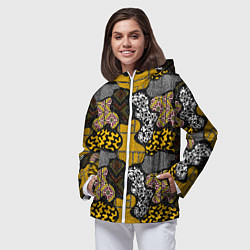 Ветровка с капюшоном женская Этнический паттерн, цвет: 3D-белый — фото 2