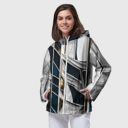 Ветровка с капюшоном женская Кибер текстура, цвет: 3D-белый — фото 2