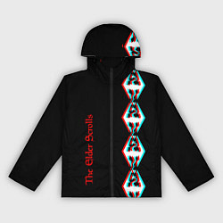 Ветровка с капюшоном женская The Elder Scrolls glitch logo, цвет: 3D-черный