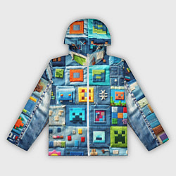 Ветровка с капюшоном женская Minecraft на пэчворк дениме, цвет: 3D-белый