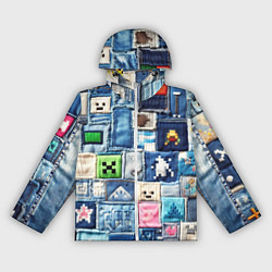 Ветровка с капюшоном женская Minecraft на пэчворк джинсах, цвет: 3D-белый