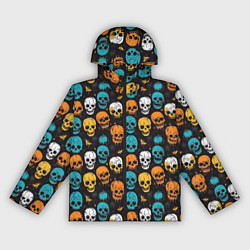 Ветровка с капюшоном женская Паттерн с черепами - грифика, цвет: 3D-черный