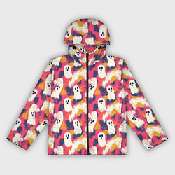 Ветровка с капюшоном женская Приведения на ярком фоне, цвет: 3D-черный
