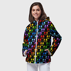 Ветровка с капюшоном женская Marshmello pattern neon, цвет: 3D-белый — фото 2