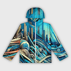 Ветровка с капюшоном женская Абстрактный урбанистический пейзаж - нейроарт, цвет: 3D-белый