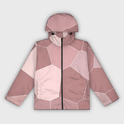 Ветровка с капюшоном женская Пыльно-розовый крупная мозаика, цвет: 3D-черный