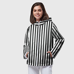 Ветровка с капюшоном женская Полоски - Битлджус, цвет: 3D-белый — фото 2
