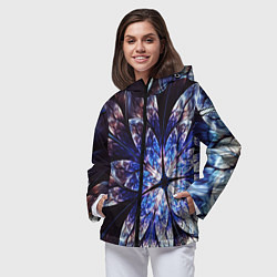 Ветровка с капюшоном женская Фрактальный узора стекло, цвет: 3D-черный — фото 2