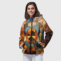Ветровка с капюшоном женская Винтажная мозайка, цвет: 3D-черный — фото 2