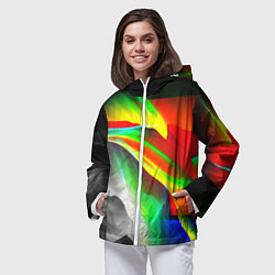 Ветровка с капюшоном женская Текстура краски, цвет: 3D-белый — фото 2