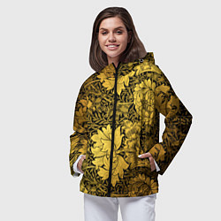 Ветровка с капюшоном женская Золотые подсолнухи, цвет: 3D-черный — фото 2