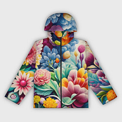 Ветровка с капюшоном женская Объемные цветы лето, цвет: 3D-черный