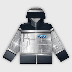 Ветровка с капюшоном женская FORD текстура из метала, цвет: 3D-белый