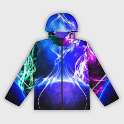 Ветровка с капюшоном женская Неоновый шторм текстура, цвет: 3D-черный