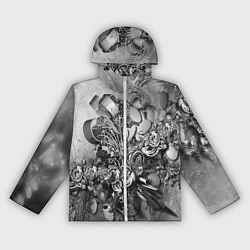 Ветровка с капюшоном женская Абстракция оптический узор, цвет: 3D-белый