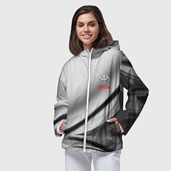 Ветровка с капюшоном женская Toyota texrure grey, цвет: 3D-белый — фото 2